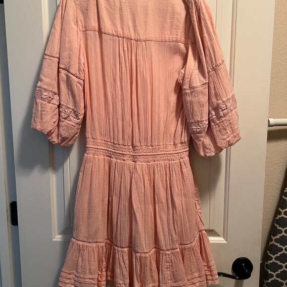 Lauren Ralph Lauren Cotton Pink Blouson Sleeve Dress - Picture 5 of 5